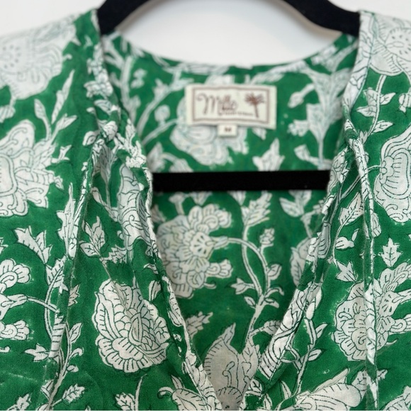 Mille Daisy Dress Size Medium Green Zinnia Print Tassels - Picture 5 of 12